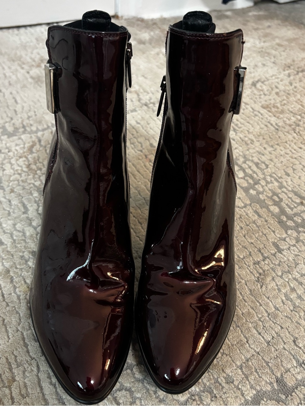 Aquatalia Women's Burgundy Patent Ankle Boots Womens 9.5